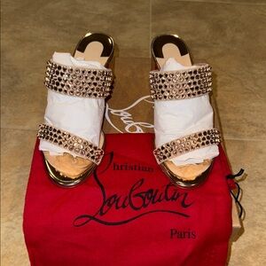 Christian Louboutin Gold Studded Mules